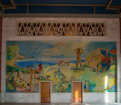 The Mocking Mural in Oslo City Hall in Oslo