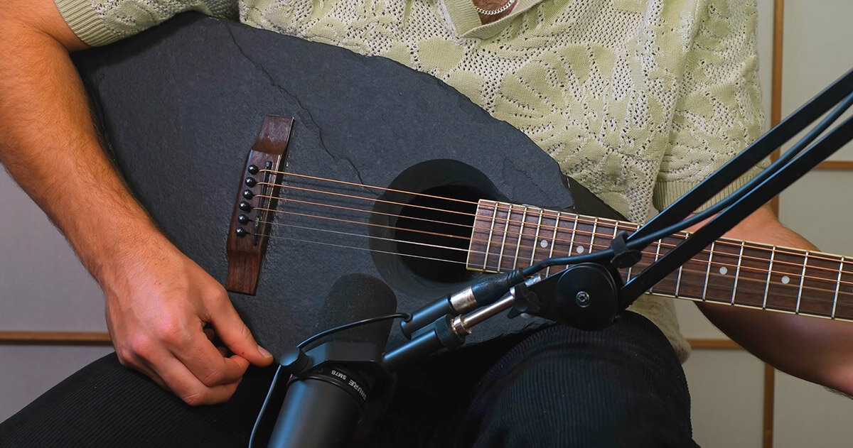 what does a guitar sound like in stone? bebeau builds one from 18 pieces of slate
